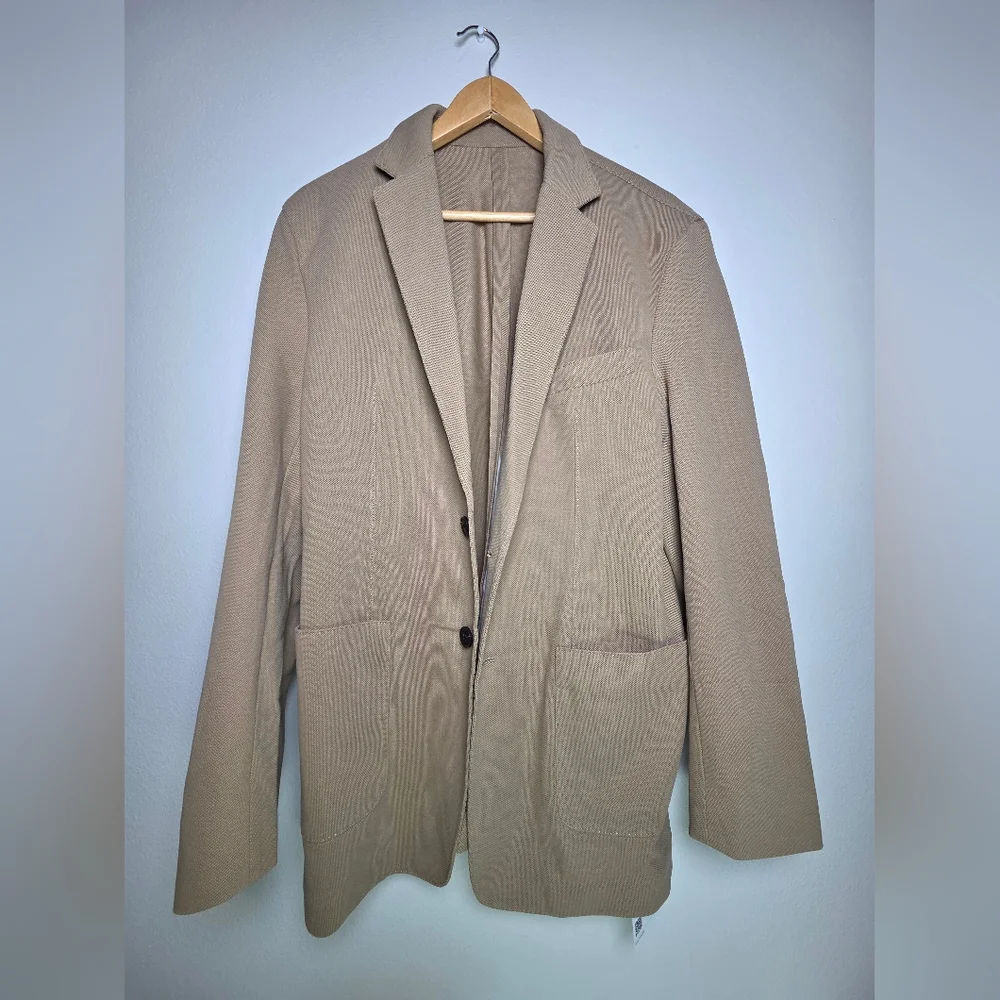 NWT Quince Large Cotton Pique Knit Blazer Baywood